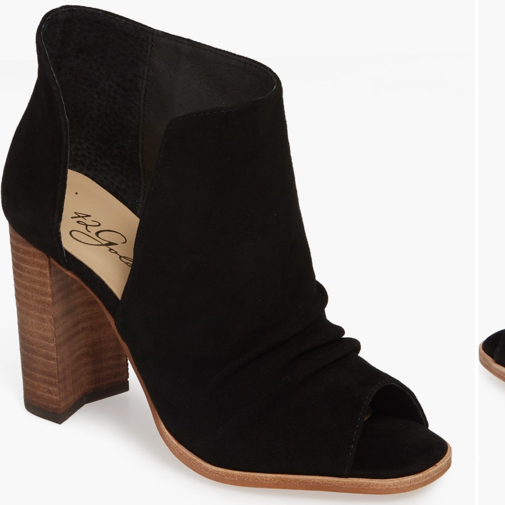 42 GOLD Black Peep-Toe Heeled Boots